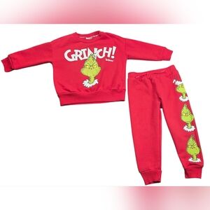 Dr. Suess Red Grinch Sweatshirt and Pants Set Size 2T